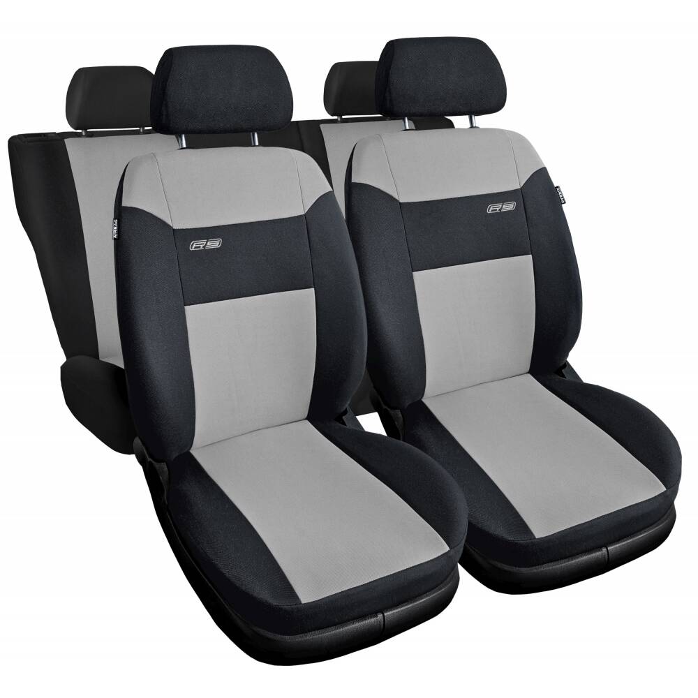Fundas de asiento universales RS gris claro y negras para asientos delanteros y traseros