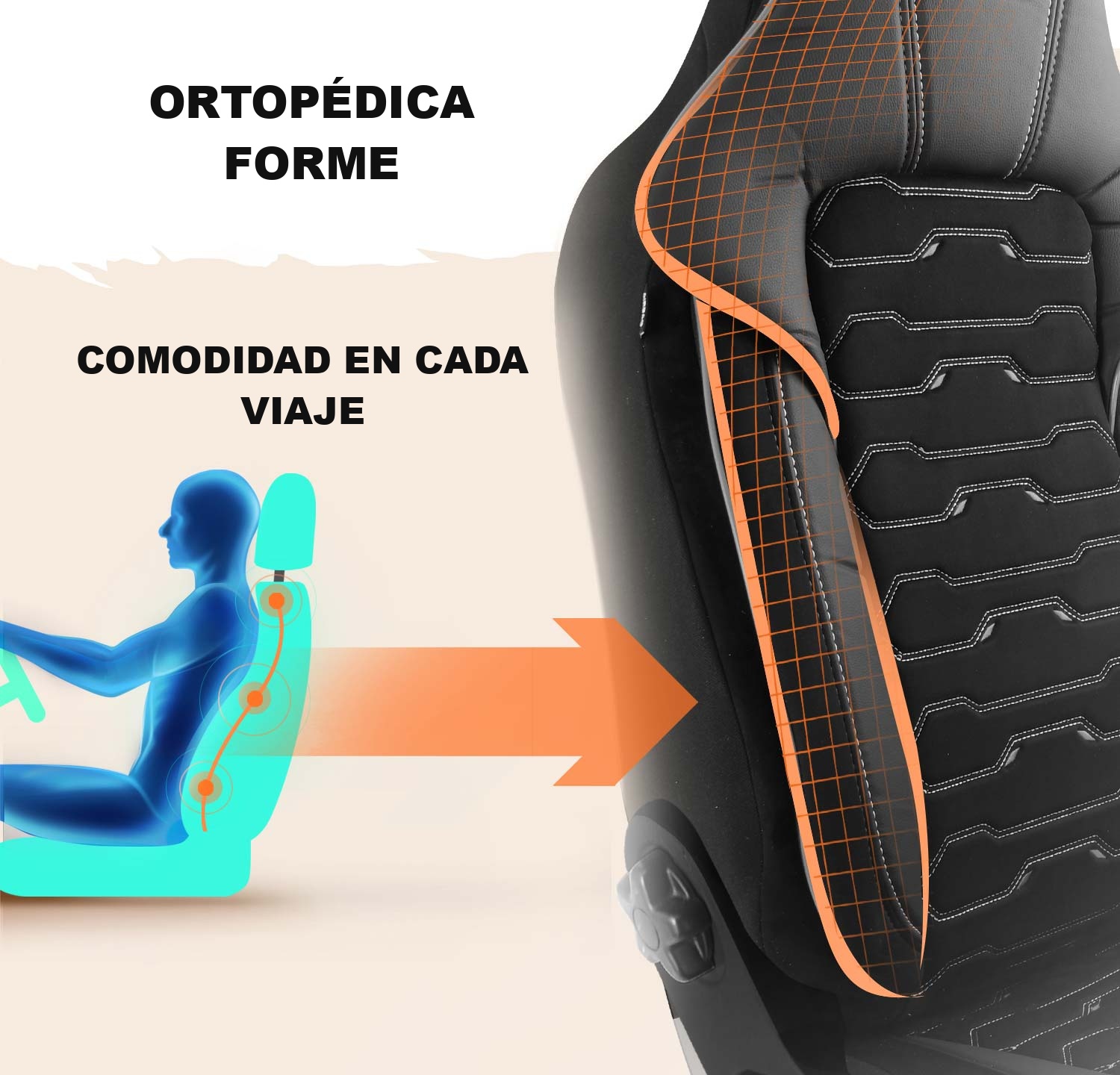 Forma de las fundas de asiento Beirut para comodidad durante la conducción
