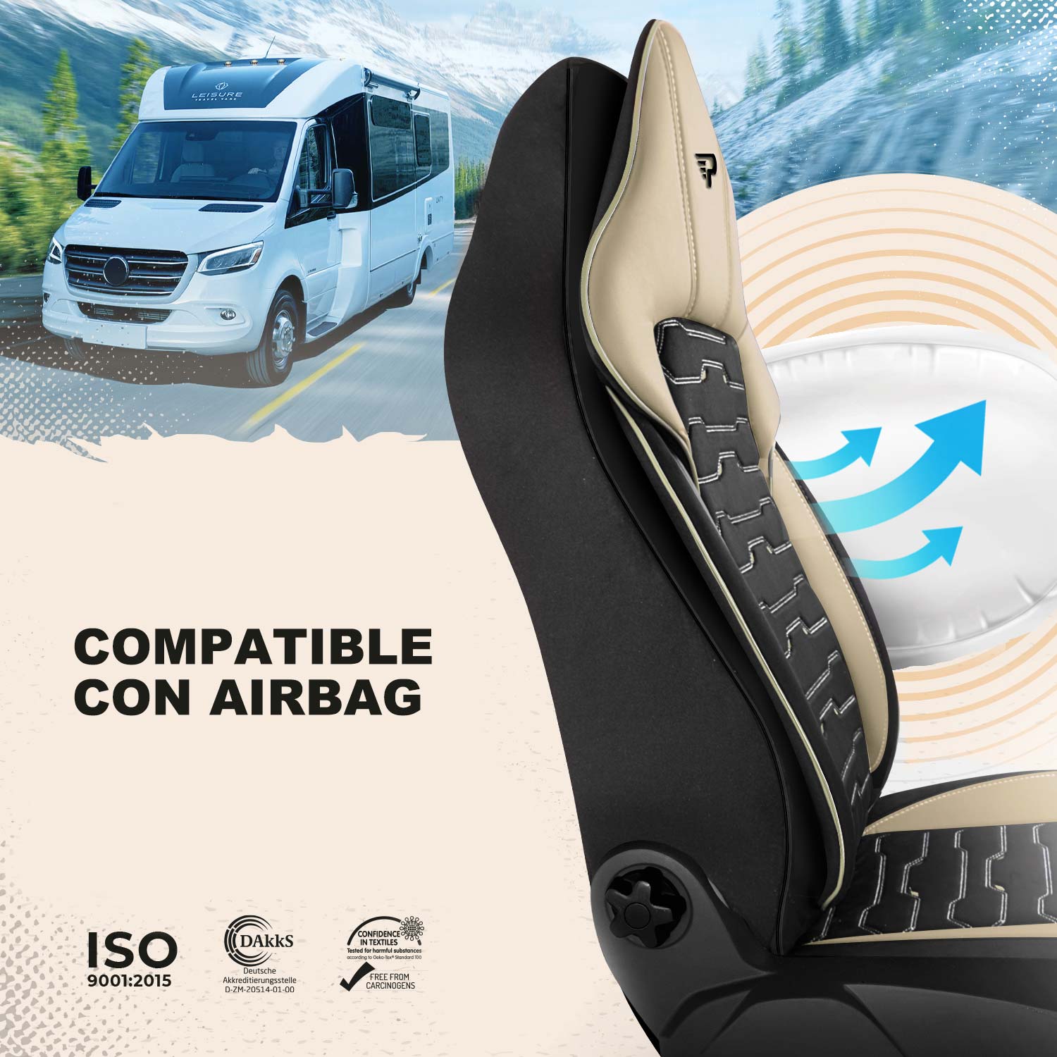 Fundas de asiento Beirut compatibles con asientos con airbags laterales