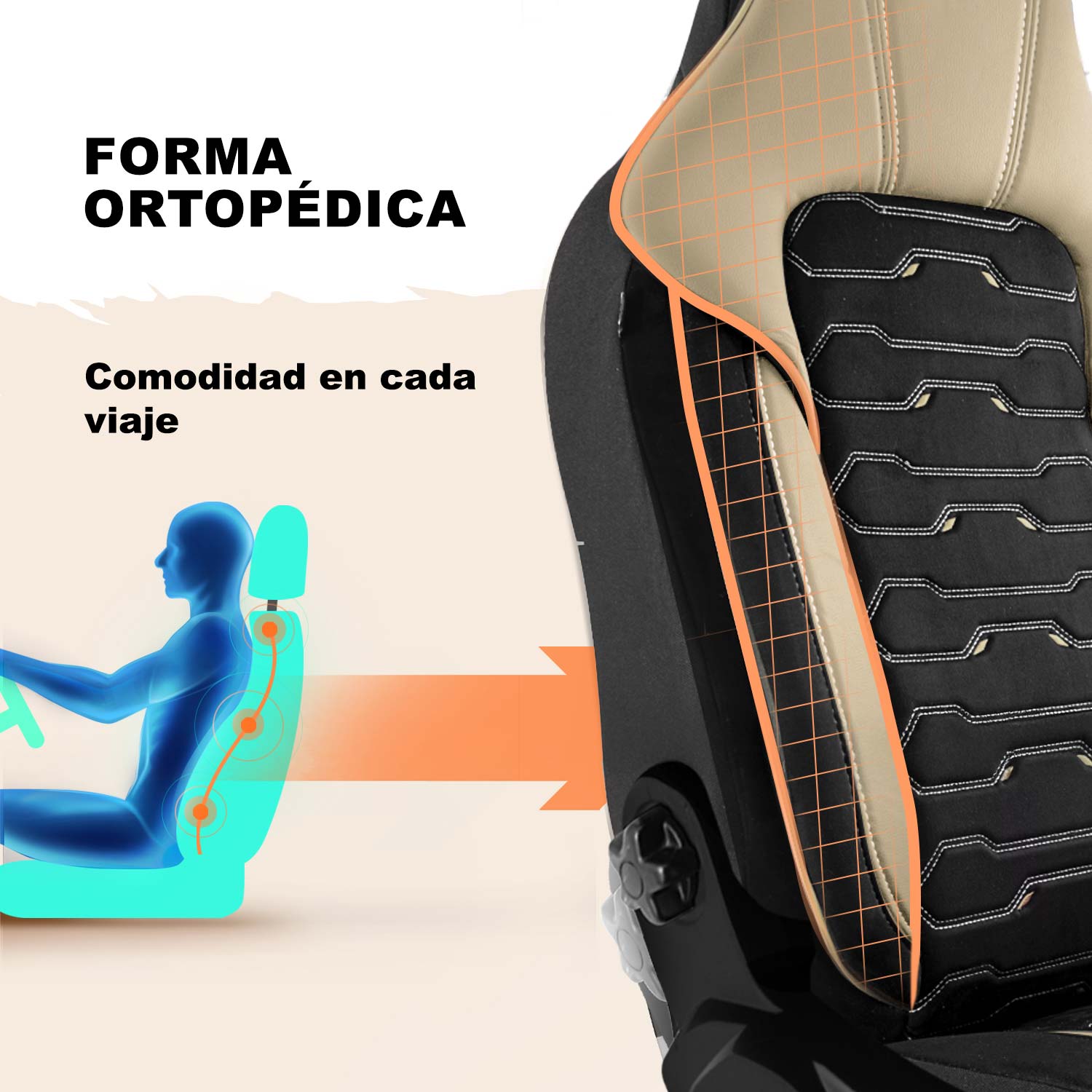 Forma de las fundas de asiento Beirut para comodidad durante la conducción