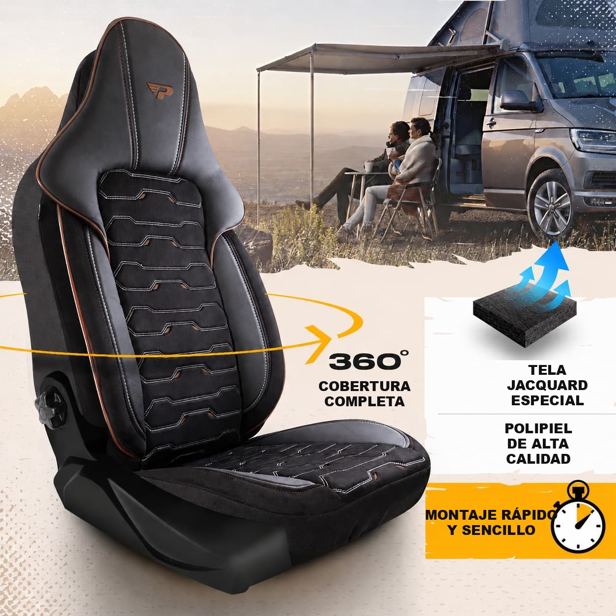 Material de las fundas de asiento Beirut - tela jacquard y polipiel