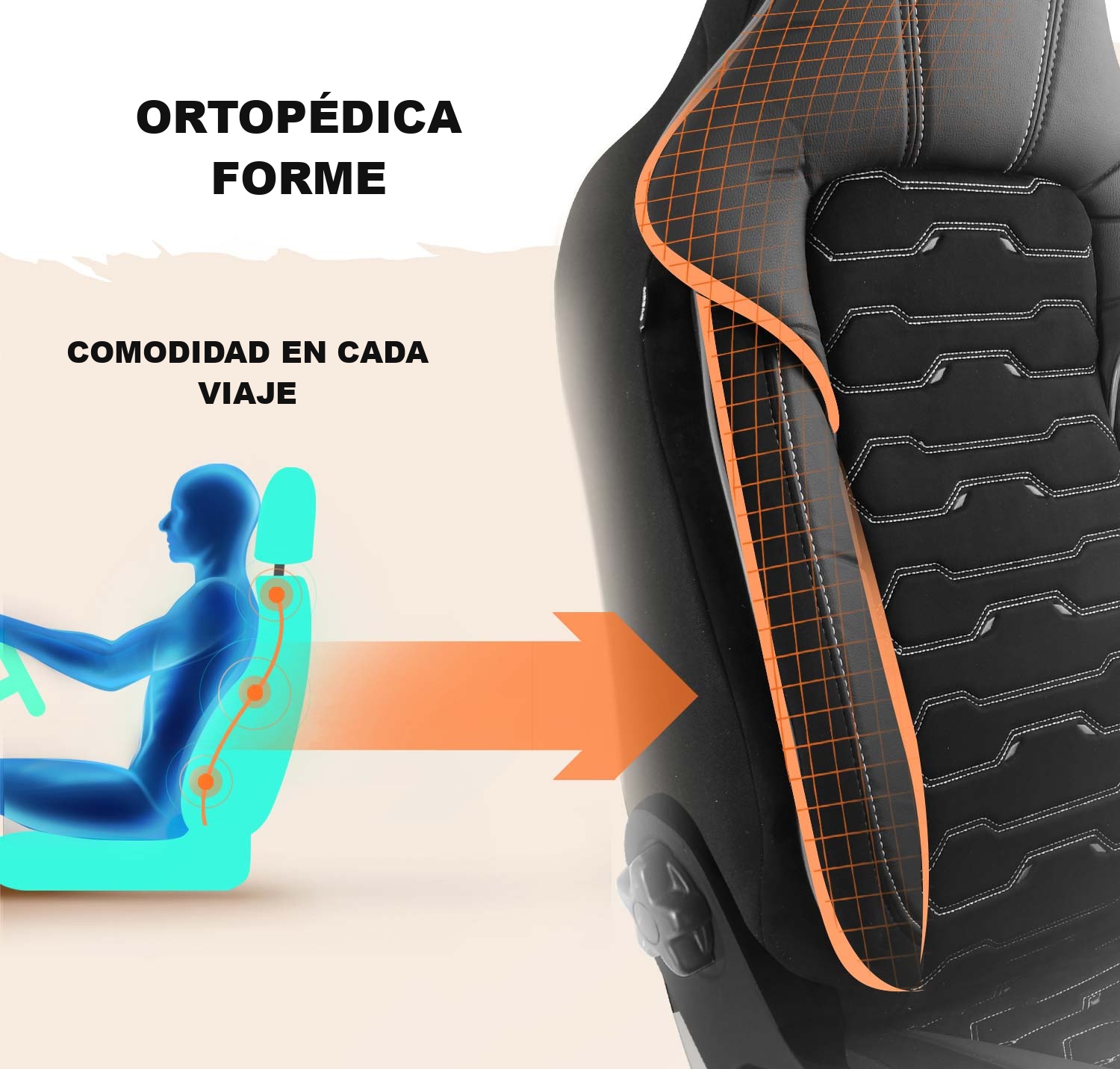 Forma de las fundas de asiento Beirut para comodidad durante la conducción