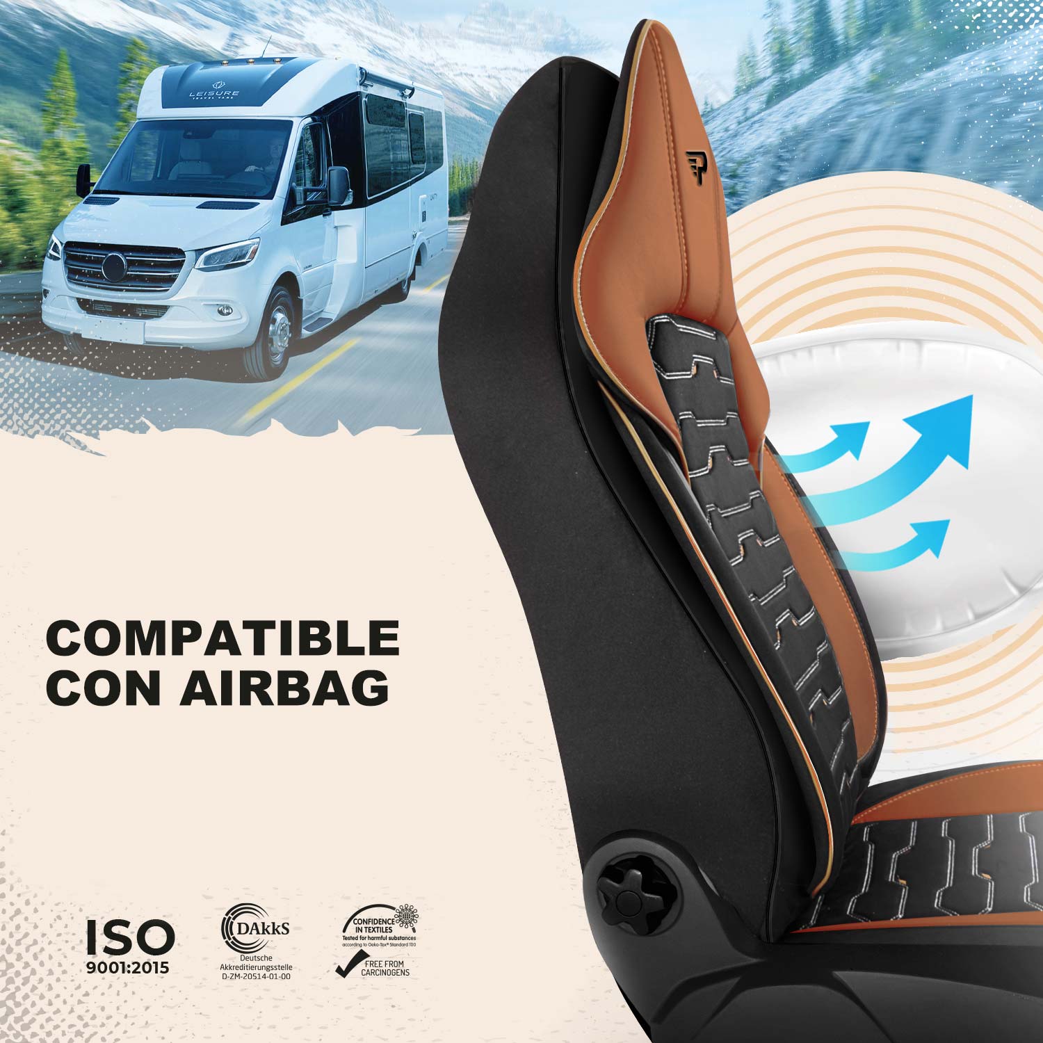 Fundas de asiento Beirut compatibles con asientos con airbags laterales