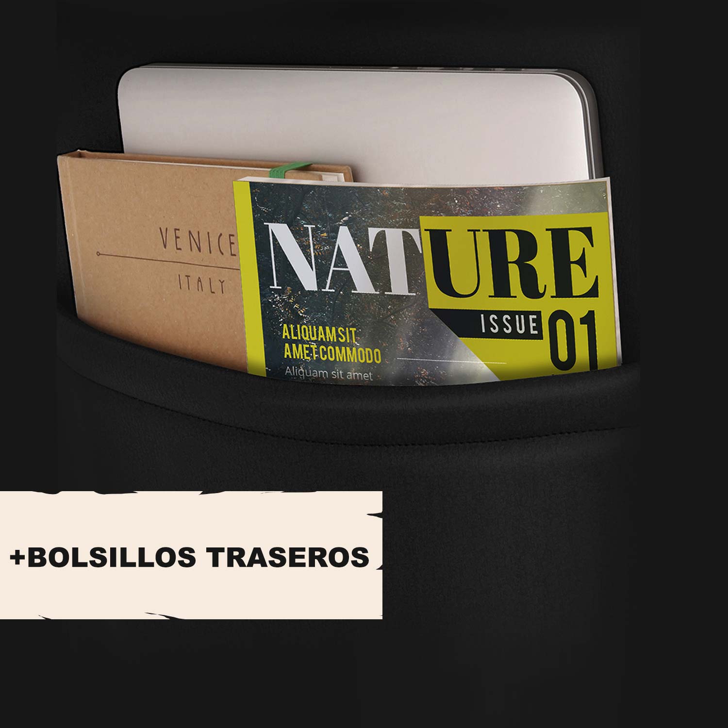 Bolsillos traseros de almacenamiento en las fundas de asiento Beirut